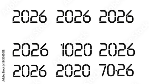 Futuristic Digital Year Countdown Representation with Multiple Years in Stylized Font