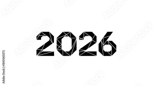 Futuristic Geometric Style Number 2026 Illustration for New Year or Technology Concepts