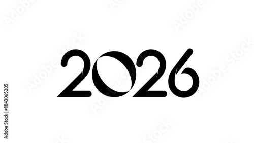 Minimalist Black and White Artistic Representation of the Year 2026 Calendar Design