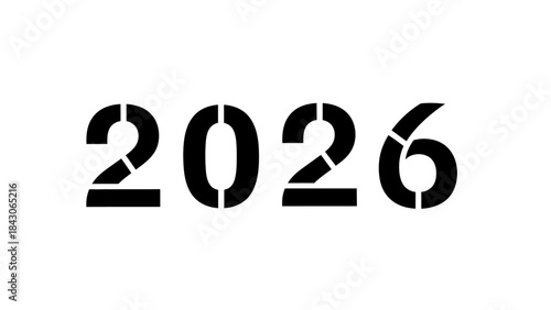 Minimalist Black and White Design Depicting the Year 2026 in Modern Typography
