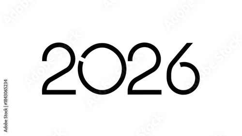 Minimalist Black and White Digital Render of the Year 2026 for Modern Design and Future Concepts