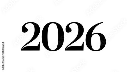Minimalist Black and White Typography of the Year 2026 for Modern Design and Future Planning