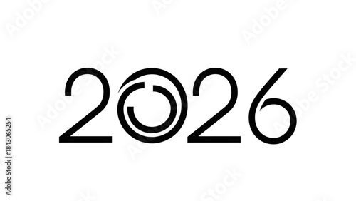 Minimalist Black and White Year 2026 Logo Design for Modern Branding