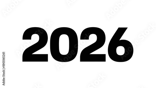 Minimalist Design Featuring Bold 2026 Year in Black on White Background