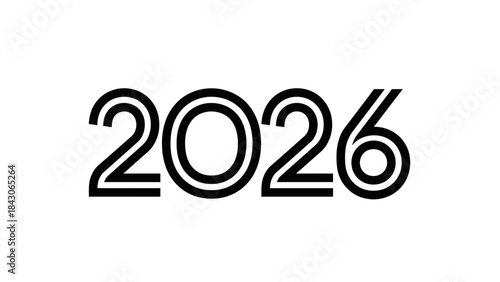 Minimalist Design of the Year 2026 in Bold Black Numerical Fonts for Modern Year Representation