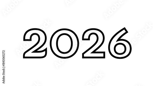 Minimalist Digital Art Representation of the Year 2026 in Bold Black Outlined Numerals