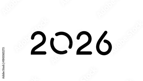 Minimalist design of the year number 2026 showcasing modern typography on a plain white background