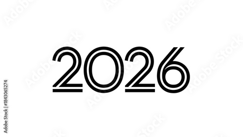 Minimalist Design of the Year 2026 with Modern Typography on White Background