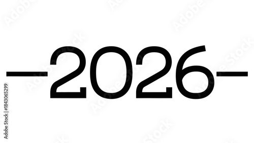 Minimalist Graphic Illustration Featuring the Year 2026 with Modern Design Elements