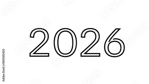 Modern minimalistic design showcasing the year 2026 in bold outlined numerals