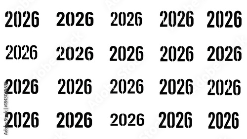 Repetitive pattern of the year 2026 in bold black font across the image