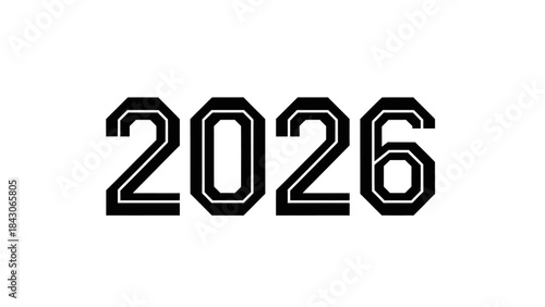 Stylish digital graphic representation of the year 2026 with bold outlined numerals