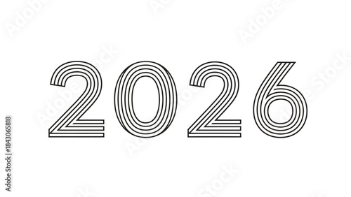 Stylish Line Art Illustration of the Year 2026 with Modern Numerical Design