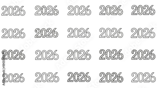 Stylized 2026 Year Number Handwritten Digital Chalkboard Design for Future Event