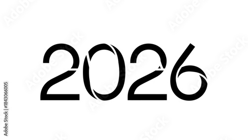 Stylized Minimalist Black and White 2026 Text Design for Future Year Representation