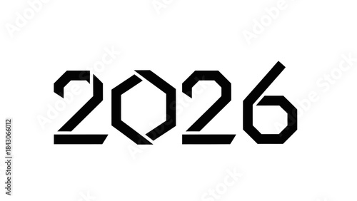 Stylized Modern Numeric Design for the Year 2026 in Bold Black Typeface