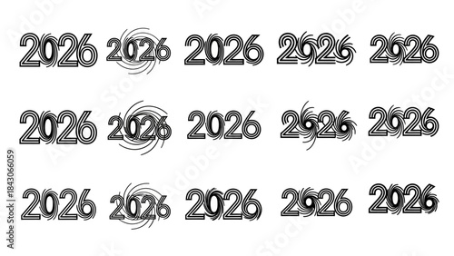 Stylized Representation of the Year 2026 with Artistic Numeric Design and Spiral Elements