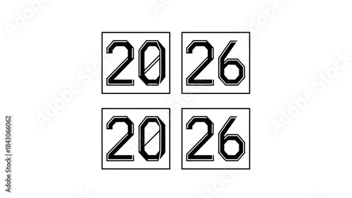 Stylized Year Display with Bold Numbers 2026 Presented in a Clear Digital Format
