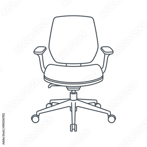 ergonomic office chair line icon on white background modern swivel task seating illustration for workplace comfort design guides