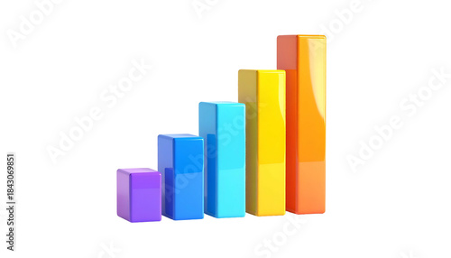 Free Download Colorful 3D bar chart rising upwards against black. Representing growth - GFXLoad