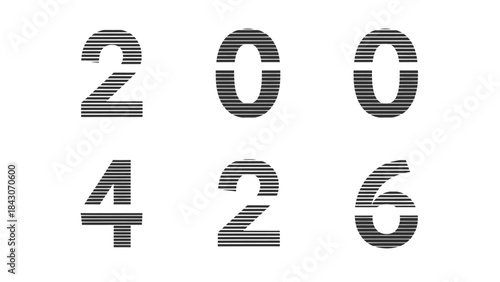 Abstract graphic number set for design and digital applications on white background