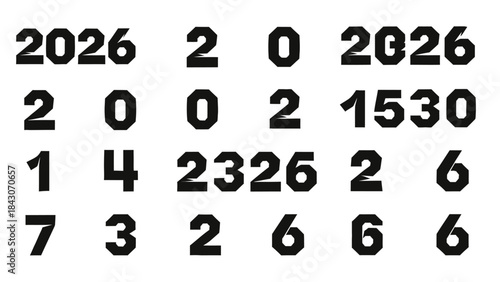 Abstract numeric composition of black numbers on white background