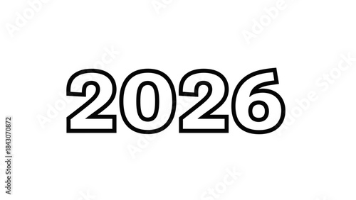 Bold 2026 year graphic against white background for design elements