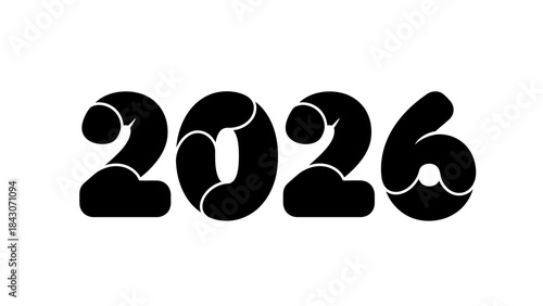 Bold black digit design representing the year 2026 on white background