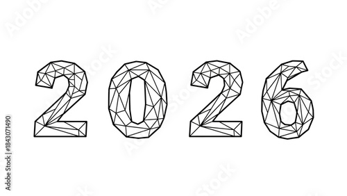 Geometric 2026 modern digital number design on white background