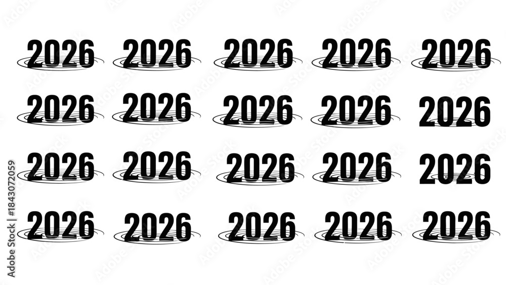 Obraz premium Repeating numerals 2026 displayed in grid formation with drop shadows