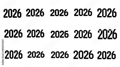 Repeating digit pattern 2026 displayed in a grid for design and conceptual use