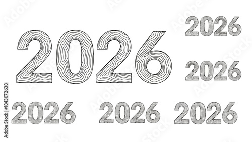 Year 2026 typography variations graphic design elements for concepts