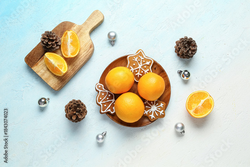 Wooden plate with tasty ora...