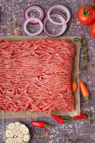 Fresh minced meat with spic...