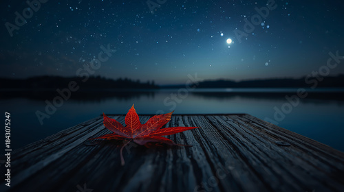 秋澄む湖畔の星夜