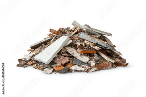 Wallpaper Mural Pile of bricks and cement debris on white background. AI image Torontodigital.ca