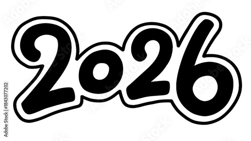 Bold 2026 lettering in a playful, modern style  