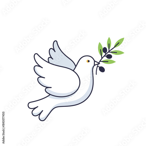 Peace Dove with Olive Branch Symbol of Hope