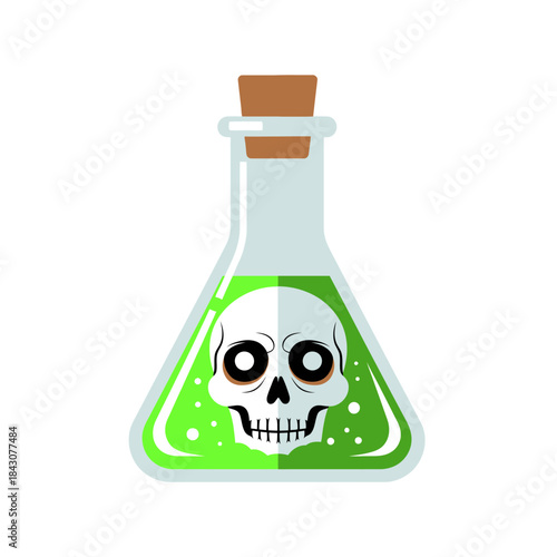 Poison Bottle with Skull Icon - A Vector Illustration