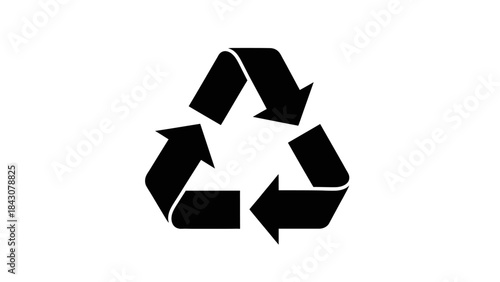 A clear black recycling symbol with three arrows forming a continuous triangle on a plain white background, representing sustainability and environmental conservation.