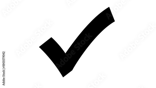 A simple, bold black checkmark symbol on a clean white background, indicating completion or correctness.