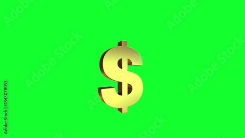 dollar sign on a hook Spinning 3D Golden Dollar Sign ($) on Green Screen Background