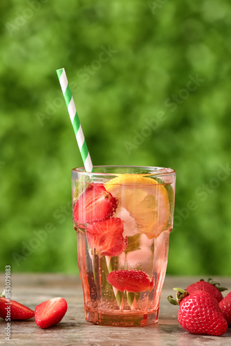 Glass of strawberry lemonad...