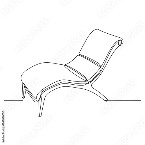 modern lounge chair continuous line drawing minimalist chaise longue furniture sketch on white background for interior design branding
