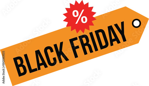 Black friday sale tag with percentage symbol for holiday shopping promotions and discounts vector