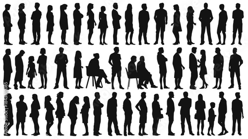 Silhouettes of diverse people standing in various poses, representing community and individuality