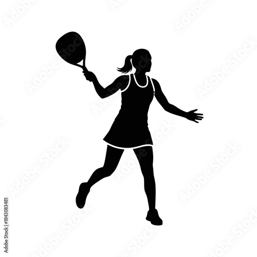 Active Female Tennis Player Holding Racket Preparing for a Powerful Shot on Isolated White Background
