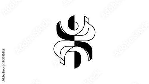 Abstract symmetrical black and white graphic design on white background Keywords: abstract, symmetrical, graphic, design, art