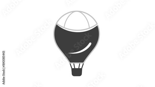 Black and gray hot air balloon illustration with white top section airship aviation