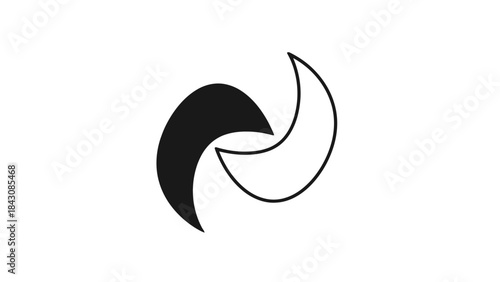 Black and White Abstract Swirl Symbol on White Background graphic